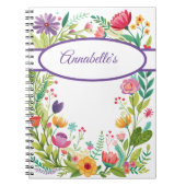 Wildblume Rahmen farbiges Spiral Foto Notebook Notizblock (Vorderseite)