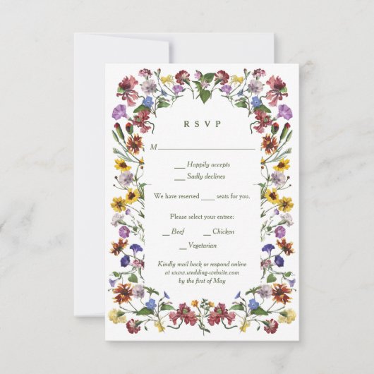 Wildblume Rahmen Rustic Boho Hochzeit RSVP Karte (Vorderseite)
