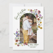 Wildblume Rahmen Rustic Boho Hochzeit Save The Date (Vorderseite)
