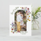 Wildblume Rahmen Rustic Boho Hochzeit Save The Date (Stehend Vorderseite)