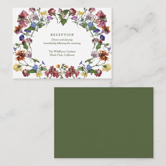 Wildblume Rahmen rustikale Boho Hochzeitsempfehlun Begleitkarte (Vorne/Hinten)