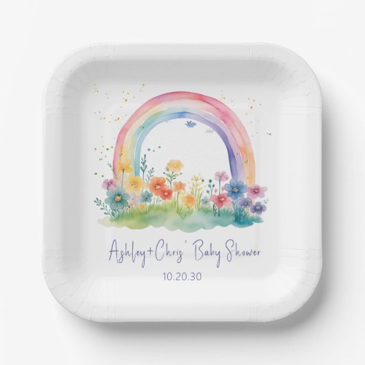 Wildblume Rainbow Baby Girl Dusche Pappteller (Vorderseite)