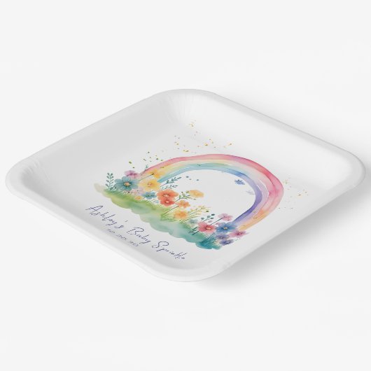 Wildblume Rainbow Baby Mädchen Sprinkle Pappteller (Gewinkelt)