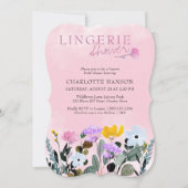 Wildblume Rasen Hübsch Pink Lingerie Dusche Einladung (Vorderseite)