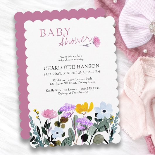 Wildblume Rasen Hübsche Babydusche Einladung