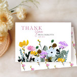 Wildblume Rasen Personalisiert Weiß Danke Karte<br><div class="desc">Wildblume Meadow danke Ihnen Karte, die Sie personalisieren und für jeden Anlass verwenden können. Das Design hat einen Blumenrand mit wilden Blume in Rosa-Lila-Gelb und Blau und befindet sich auf einem einfachen, weißen Hintergrund (der sich nach Belieben ändern kann). Ideal für Wildblume Babyduschen, Brautpartys, Geburtstage etc. Wenn Sie passende Produkte...</div>