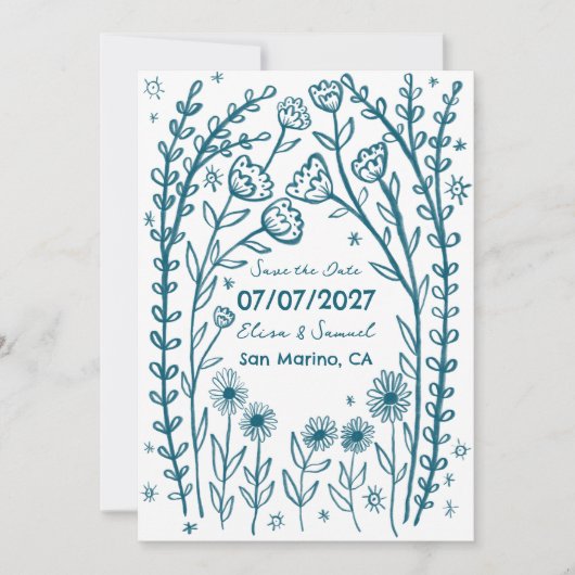 Wildblume Reben Hochzeiten speichern das Datum CUS Save The Date (Vorderseite)