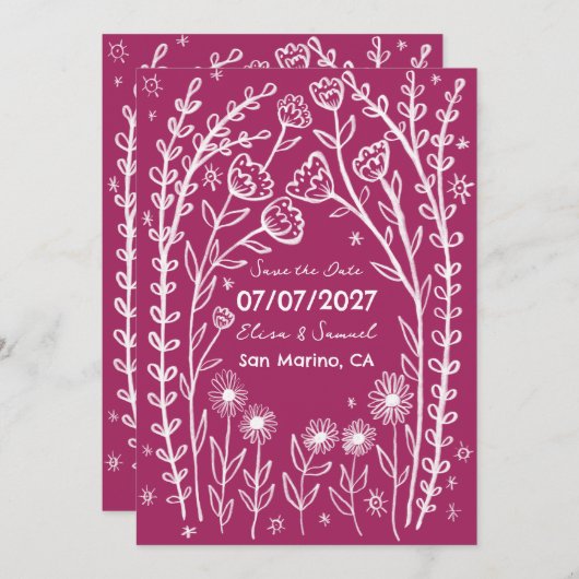 Wildblume Reben Hochzeiten speichern das Datum CUS Save The Date (Vorne/Hinten)