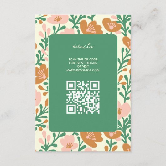 Wildblume Reben Rosa Gedeckter WEDD Begleitkarte (Vorderseite)