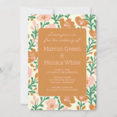 Wildblume Reben Rosa Gedeckter WEDD Einladung (Vorderseite)