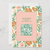 Wildblume Reben Rosa Graue QR Code WEDD Einladung (Rückseite)