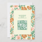 Wildblume Reben Rosa Graue QR Code WEDD Einladung (Rückseite)