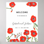 Wildblume Red Poppies Moderne Blumenhochzeit Poster (Vorne)