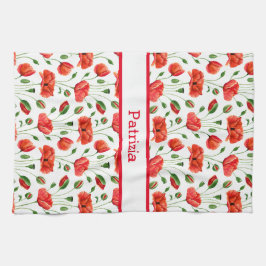 Wildblume Red Poppy Blumenmuster Individuelle Name Geschirrtuch