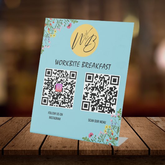 Wildblume Restaurant Menü, Instagram Qr Code Sockelschild