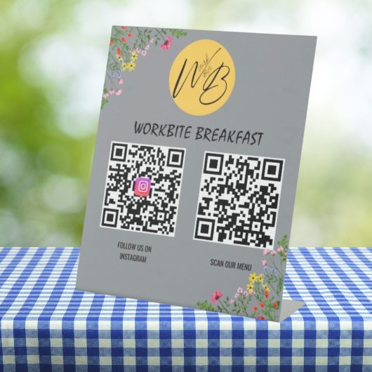 Wildblume Restaurant Menü, Instagram Qr Code Sockelschild