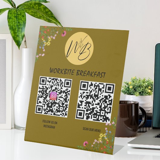Wildblume Restaurant Menü, Instagram Qr Code Sockelschild