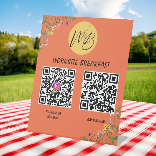 Wildblume Restaurant Menü, Instagram Qr Code Sockelschild