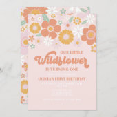 Wildblume Retro Blumengeburtstag Einladung (Vorne/Hinten)