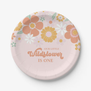 Wildblume Retro Floral Erster Geburtstag Pappteller