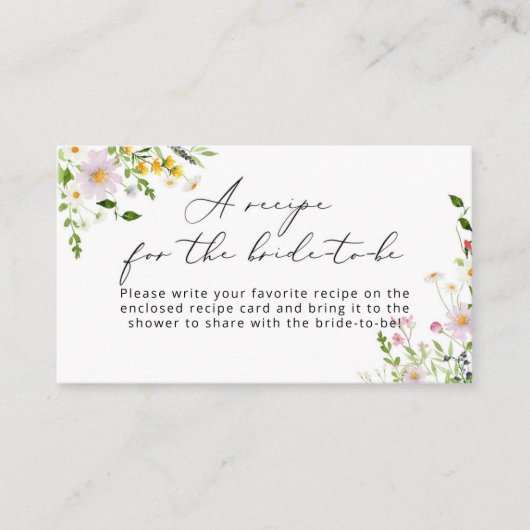 Wildblume Rezept der Braut Begleitkarte (Vorderseite)