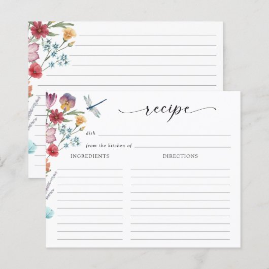 Wildblume Rezept-Karte (Vorne/Hinten)