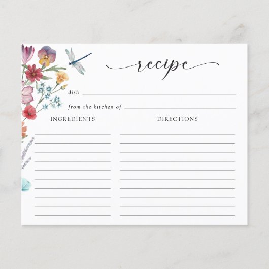 Wildblume Rezept-Karte (Vorderseite)