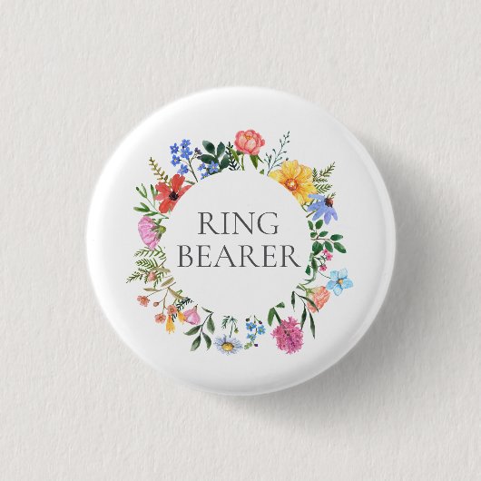Wildblume Ring Bearer Hochzeit Button (Vorderseite)