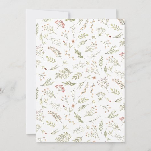 Wildblume Romantische zarte blumenreiche Rustikale Einladung (Rückseite)