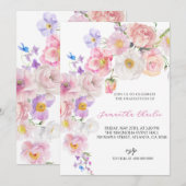 Wildblume Rosa Abschluss Einladung (Vorne/Hinten)