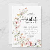 Wildblume Rosa Blumendusche Einladung (Vorderseite)