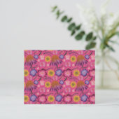 Wildblume Rosa Blumenmuster Postkarte (Stehend Vorderseite)