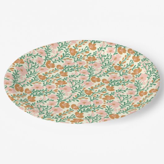 Wildblume Rosa Blüten Blütendusche Pappteller (Schrägansicht)