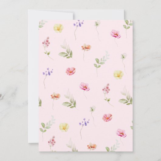 Wildblume Rosa Bow Elegant Babydusche Einladung (Rückseite)