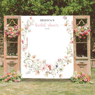 Wildblume Rosa Brautparty Hintergrunddekor Wandteppich