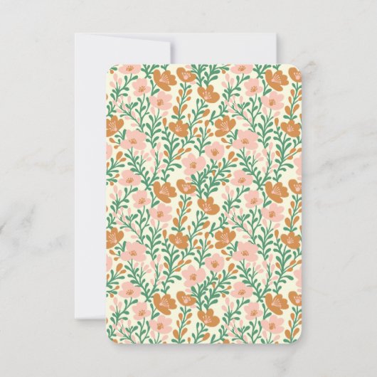 Wildblume Rosa grüne Blüten Elegantes Blumengeflec Dankeskarte (Rückseite)