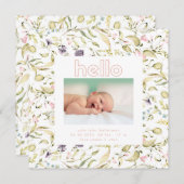 Wildblume Rosa Mädels Junggeburt Ankündigung (Vorne/Hinten)