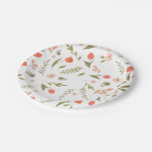 Wildblume Rosa Pfirsicheier Pappteller (Schrägansicht)