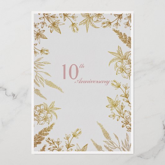 Wildblume Rosa und Grau Jubiläum Folieneinladung (Rückseite)