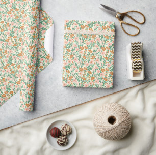 Wildblume Rosa und Grüne Blüten Elegant Chic Geschenkpapier