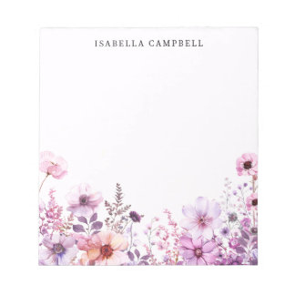 Wildblume Rosa und Lila Individuelle Name Notizblock