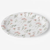 Wildblume Rosa und Salbei grün Party Pappteller (Schrägansicht)