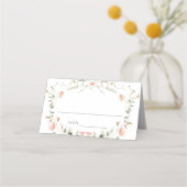 Wildblume Rosa Wasserfarbe Elegante Hochzeit Platzkarte (Vorderseite)