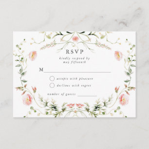 Wildblume Rosa Wasserfarbe Elegante Hochzeit UAWG Begleitkarte