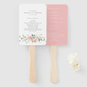 Wildblume Rosa Wasserfarbe Elegantes Hochzeitsprog Fächer (Vorne und Hinten)