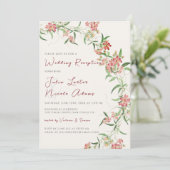 Wildblume Rose Frühjahrsgarten Hochzeitsempfang Einladung (Stehend Vorderseite)