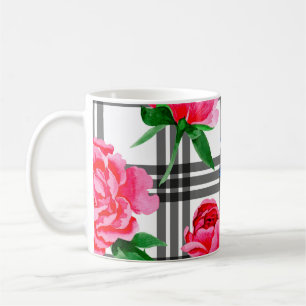 Wildblume Rot und Blau Blume Muster in Kaffeetasse