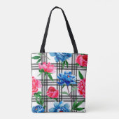 Wildblume Rot und Blau Blume Muster in Tasche (Rückseite)