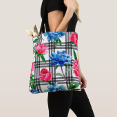 Wildblume Rot und Blau Blume Muster in Tasche (Von Nahem)