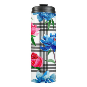 Wildblume Rot und Blau Blume Muster in Thermosbecher
